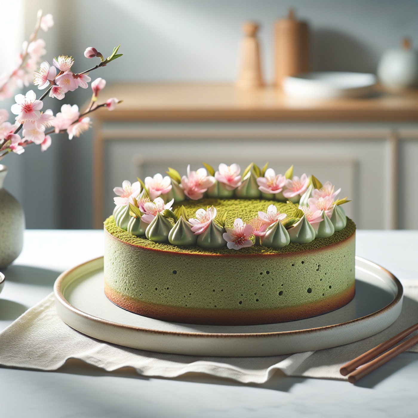 桜と抹茶の春のケーキ｜ほろ苦さと桜の香りの和風スイーツ