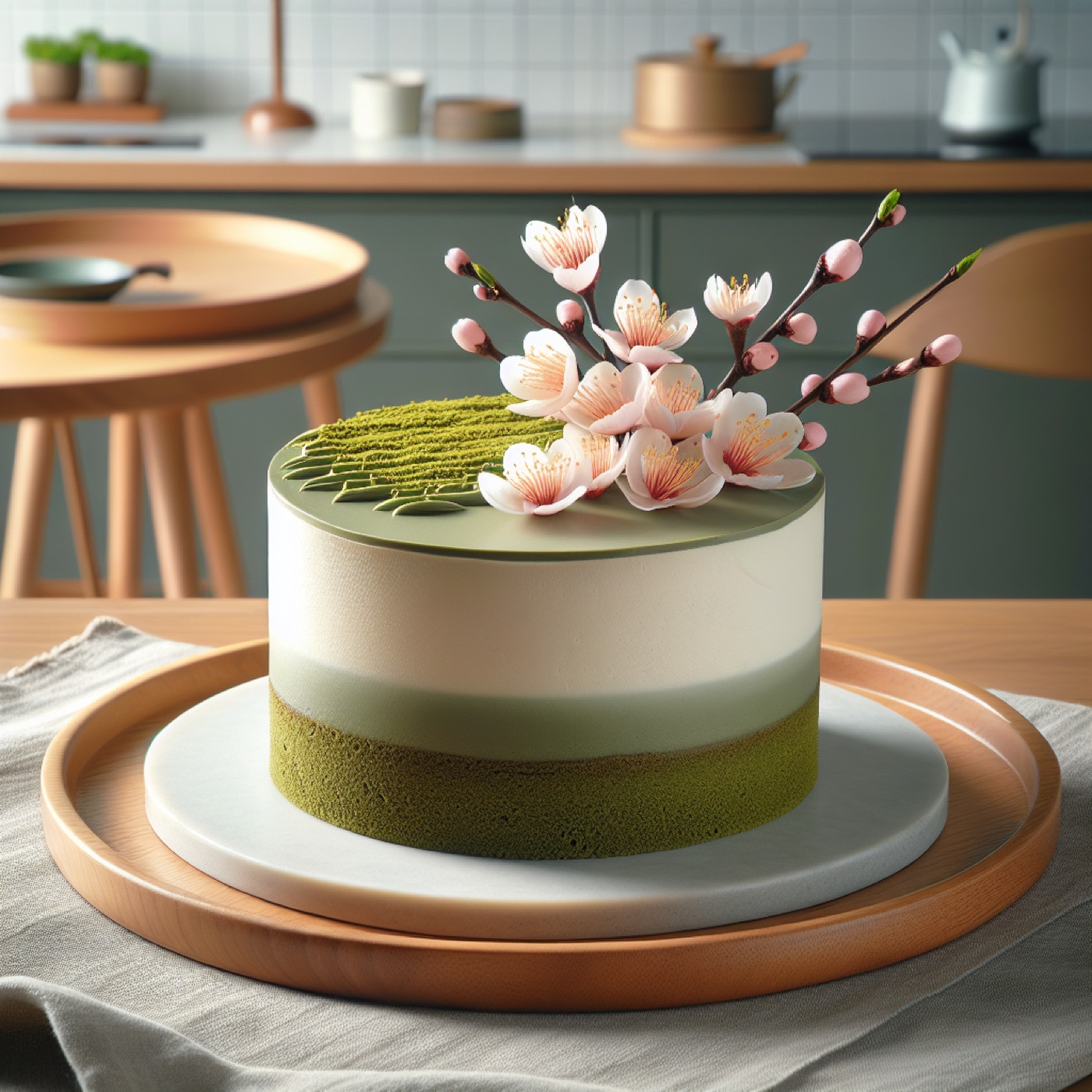 抹茶と桜の生クリームケーキ｜春の華やかスポンジケーキ