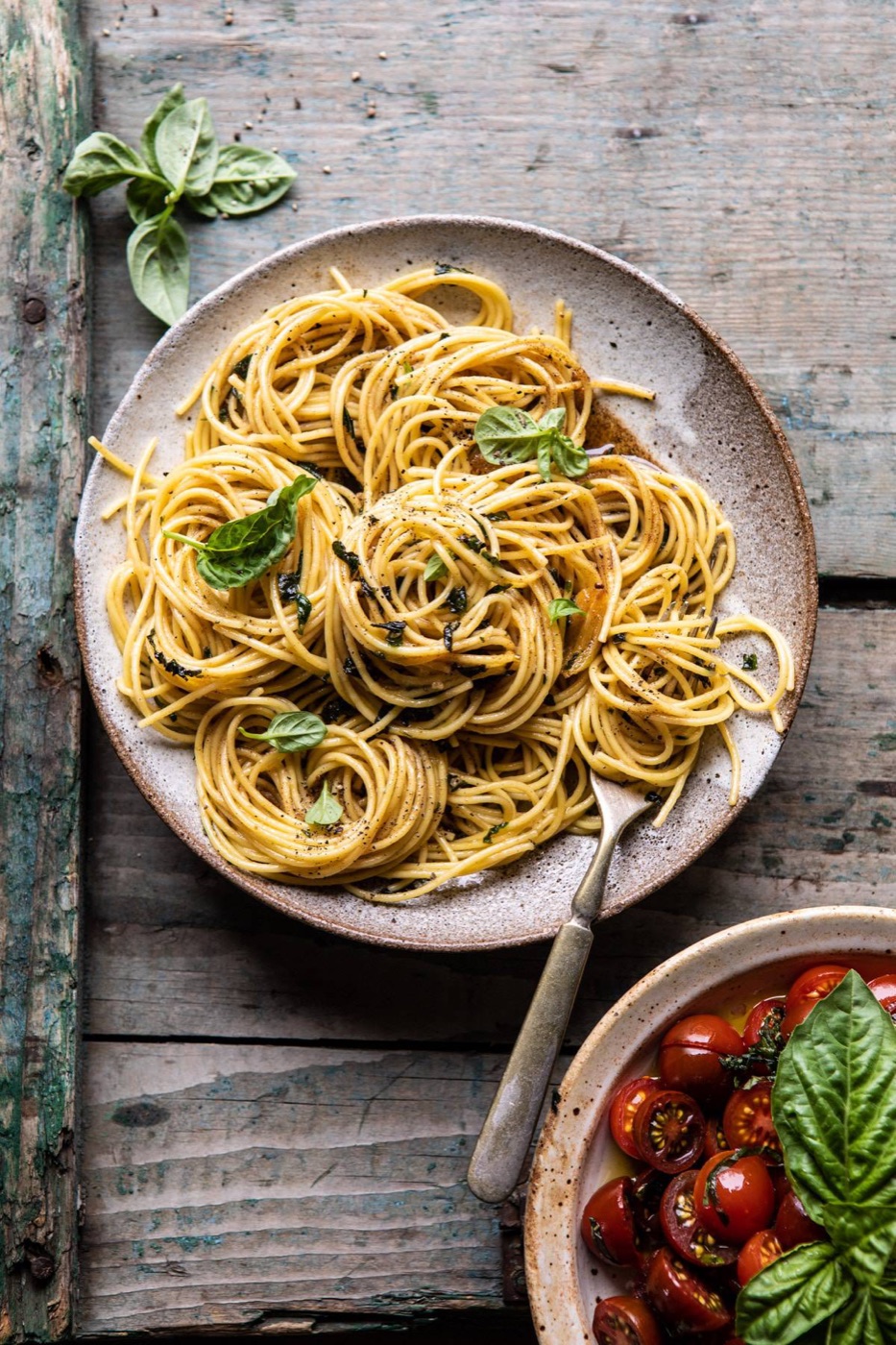 20-Minute Garlic Basil Brown Butter Pasta with Cherry Tomatoes
